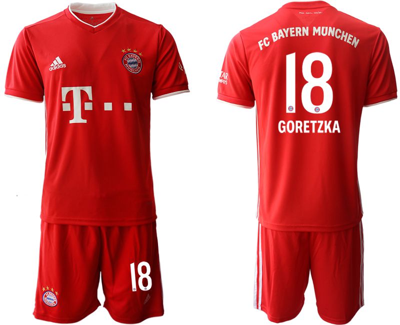 Men 2020-2021 club Bayern Munich home #18 red Soccer Jerseys